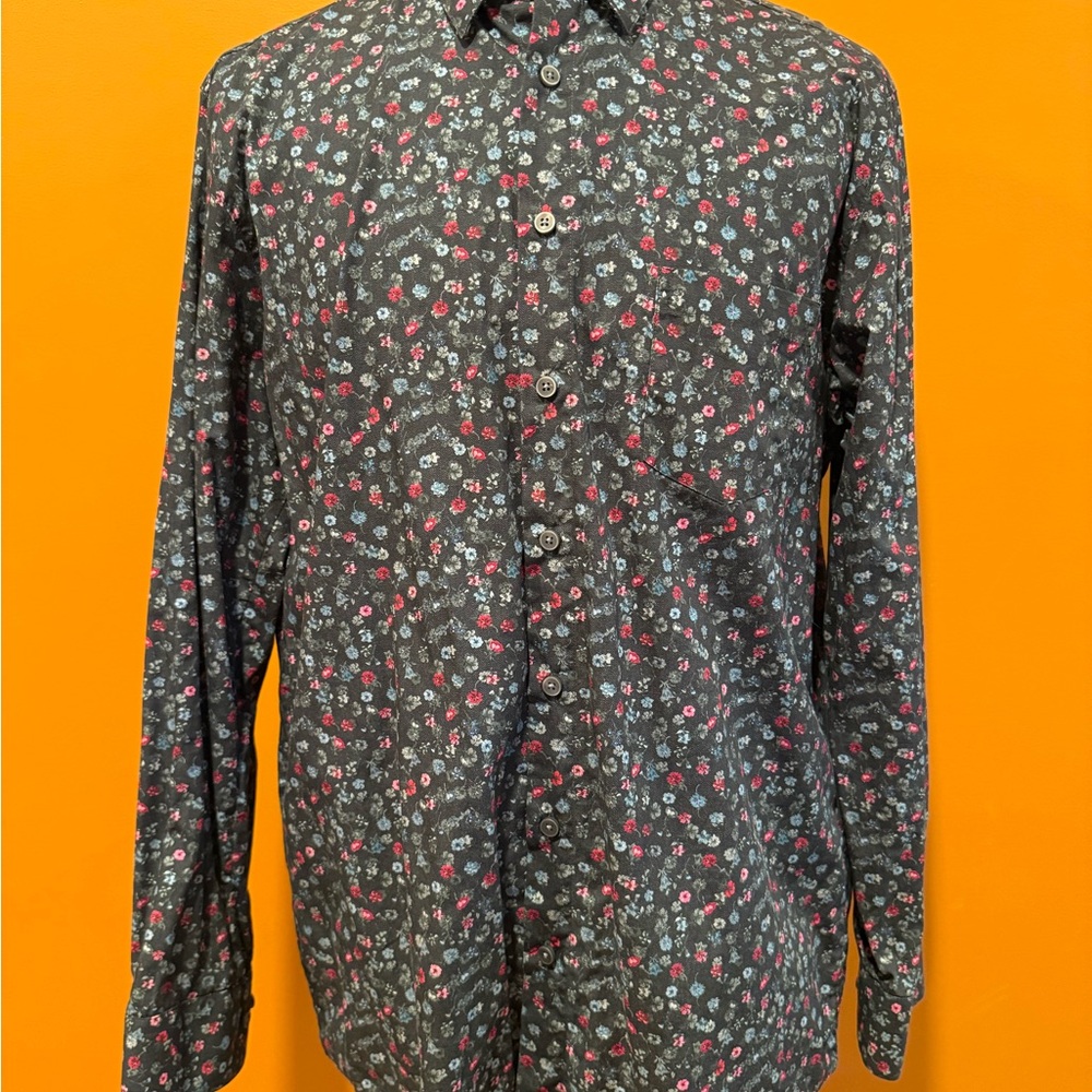 Black and Red Casual Button Down Shirt Lightweight Cotton